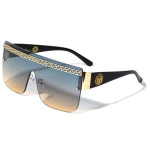 Men or Women, unisex Sunglasses with Meander design and single big oversize Lens